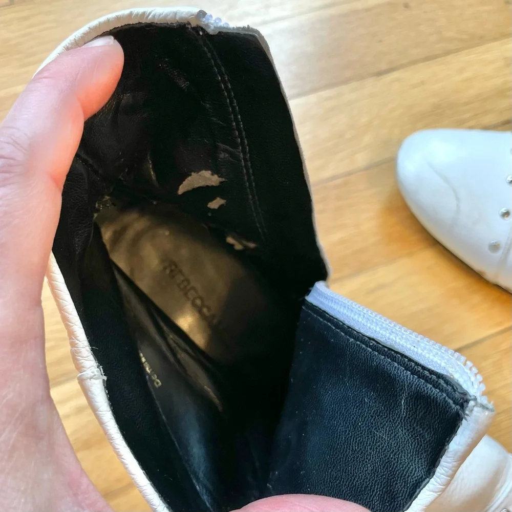 Rebecca Minkoff Studded Leather Ankle Boots, White sz 8.5 - Picture 9 of 11